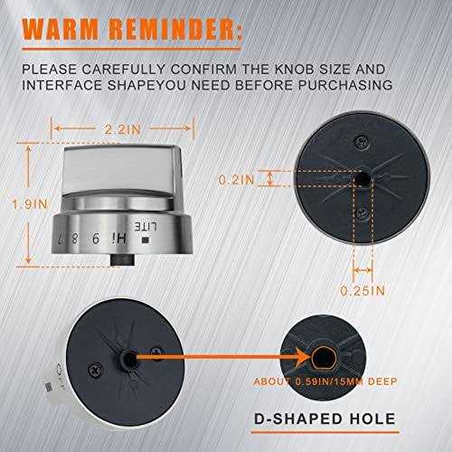 5 Pack Stainless Steel WB03x24818 Gas Stove Knob Replacement for ge,PS11729081 AP5989029 100% Stainless Steel Stove Replacement Knobs,Compatible