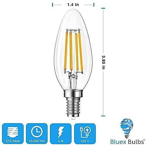 Bluex Bulbs 4 pack filament E12 Candelabra led christmas light Bulbs