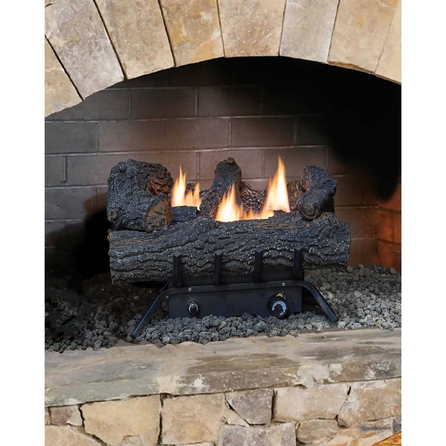 allen + roth 30000-BTU Dual Vent-free Gas Fireplace Logs with Thermostat VFL3-EO18DTL