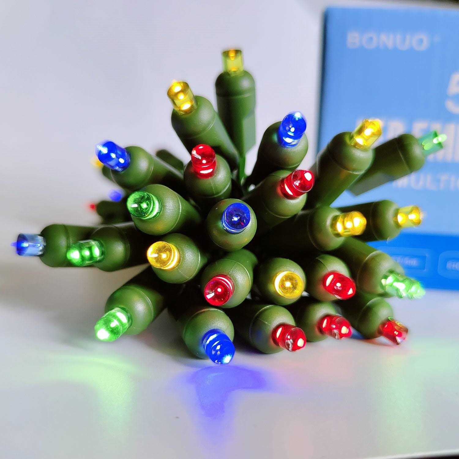 BONUO 50 Bulbs 5mm LED Christmas Lights Battery Operated with Remote Timer 8 Lighting Modes