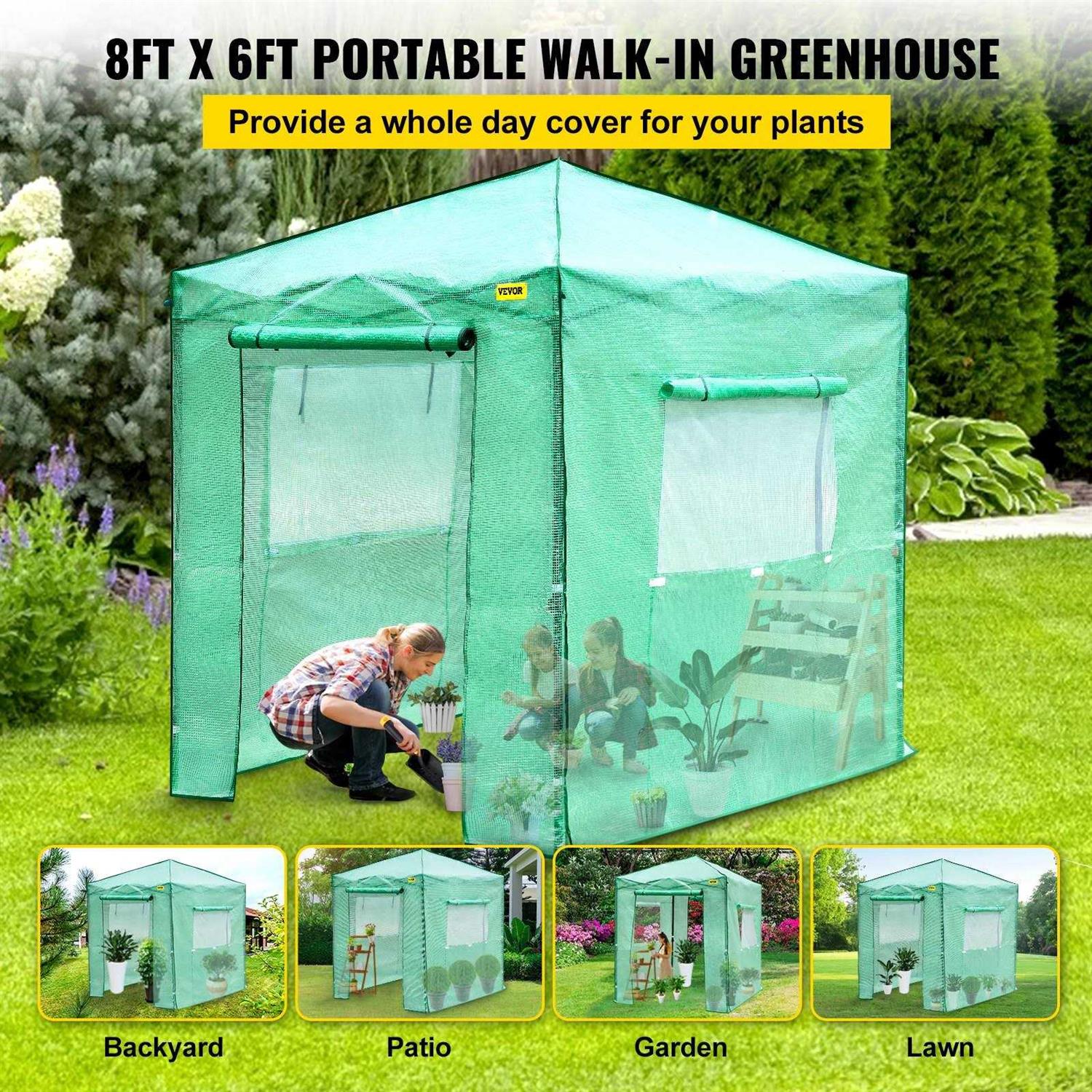 VEVOR Pop-Up Greenhouse Portable Greenhouse with Doors & Windows Set Up in Minutes