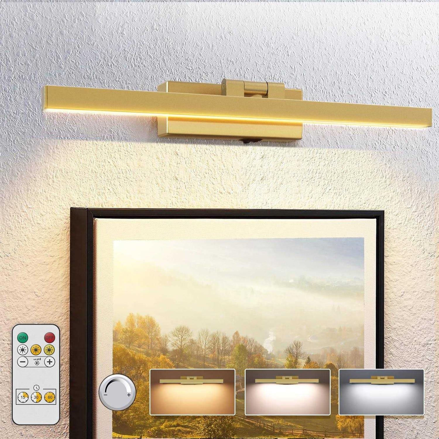 VOLISUN Picture Light Battery Operated with Remote 3CCT Dimmable Picture Light for Paintings
