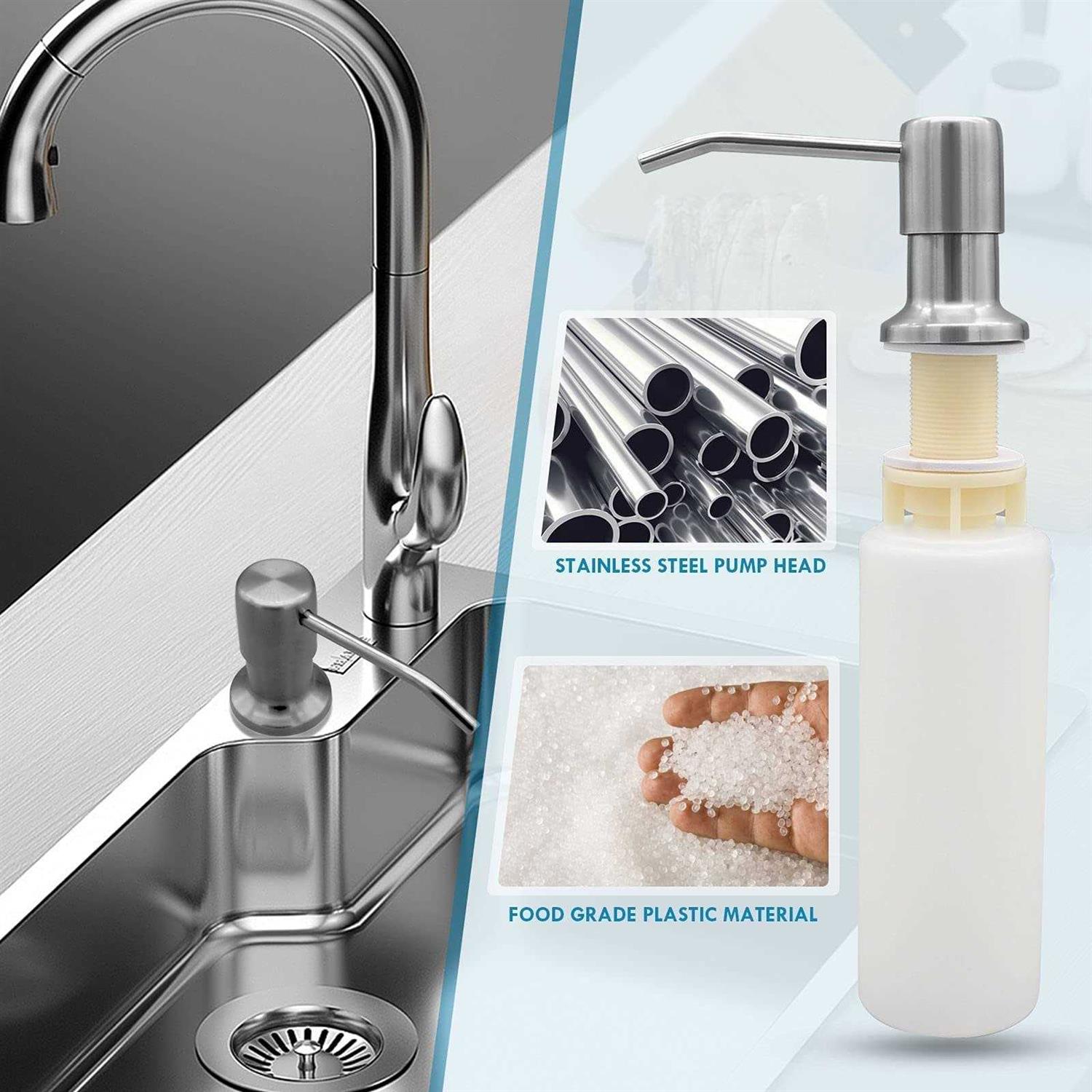 YOFOCOO Soap Dispenser for Kitchen Sink Brushed Nickel Built in Sink Soap Dispenser