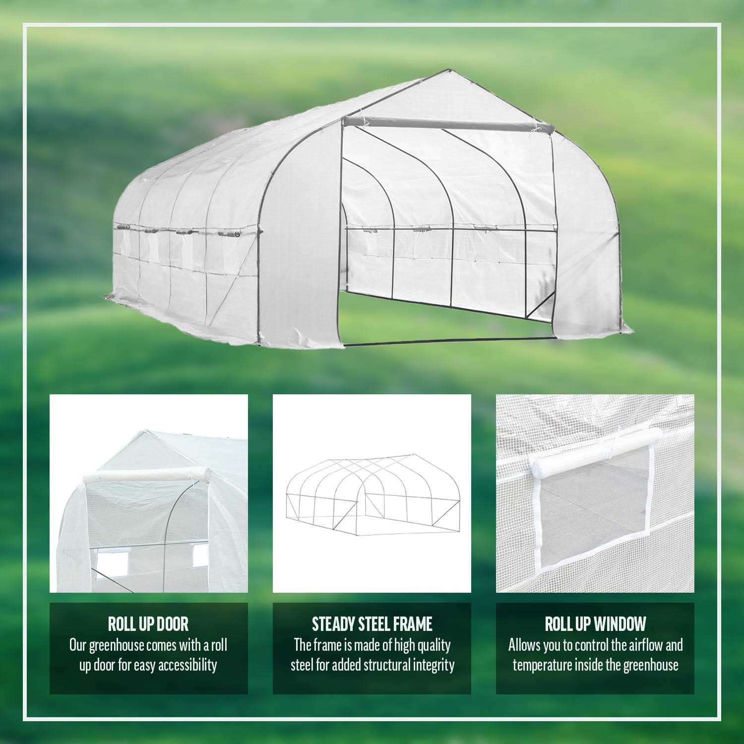 Biltek 11ft Portable Walk-In Garden Greenhouse Outdoor Green House for Growing Fruits Vegetables Plants and Flowers
