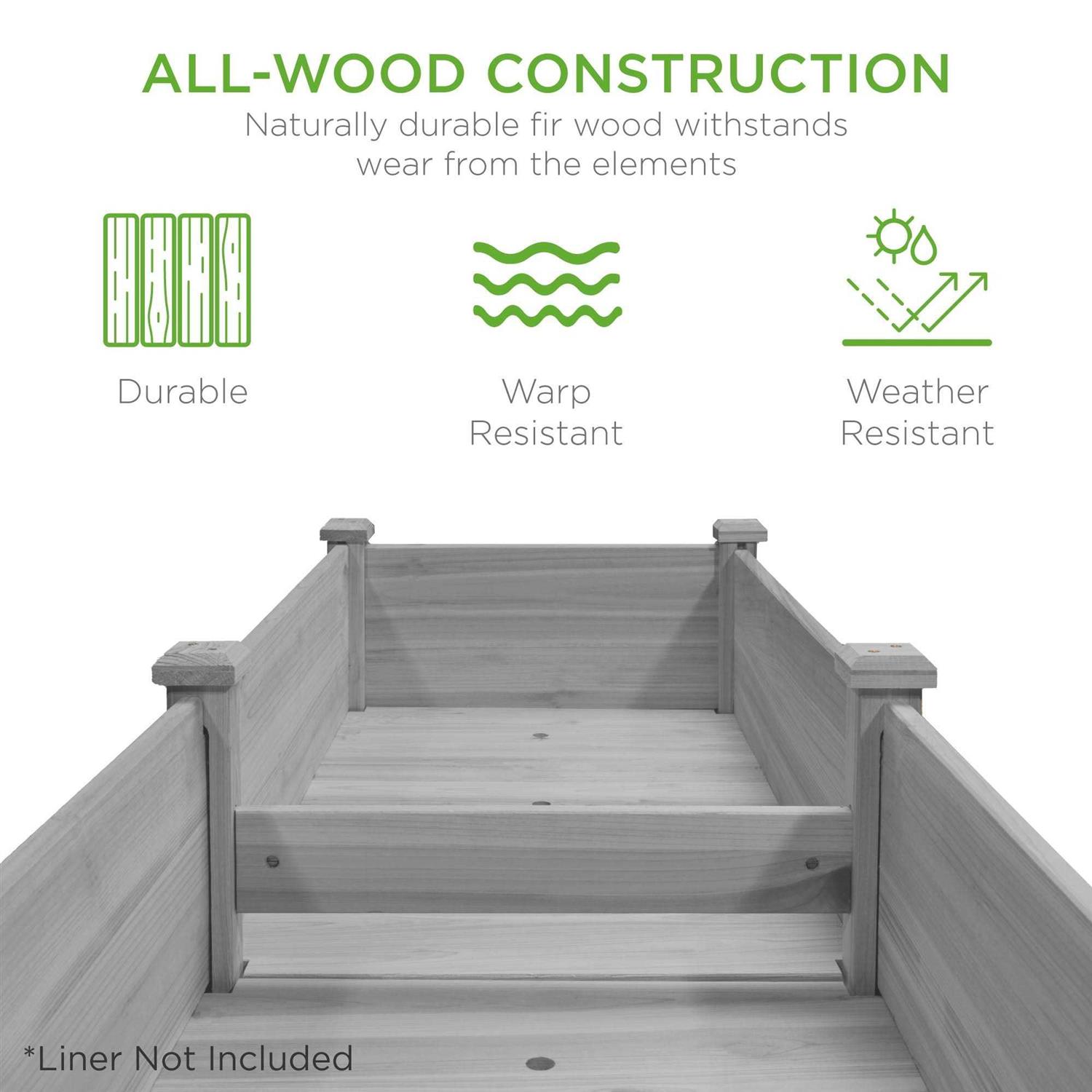 Best Choice Products Raised Garden Bed Elevated Wood Planter Box