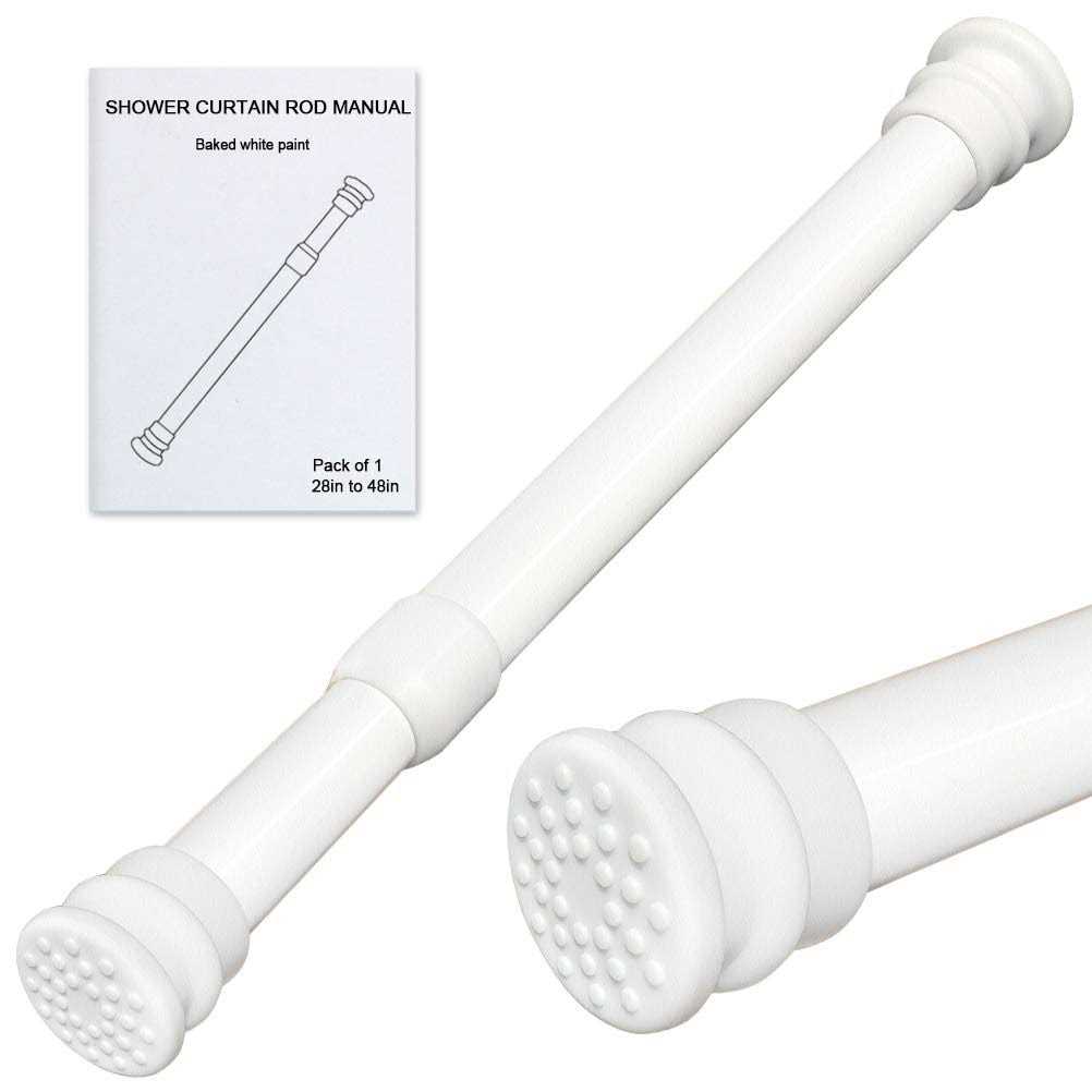 XIQIYY Heavy Duty Tension Rod,Adjustable Shower Rod Tension 28 to 48 inches,Compression Curtain Rod for Windows,Curtain,Doorway