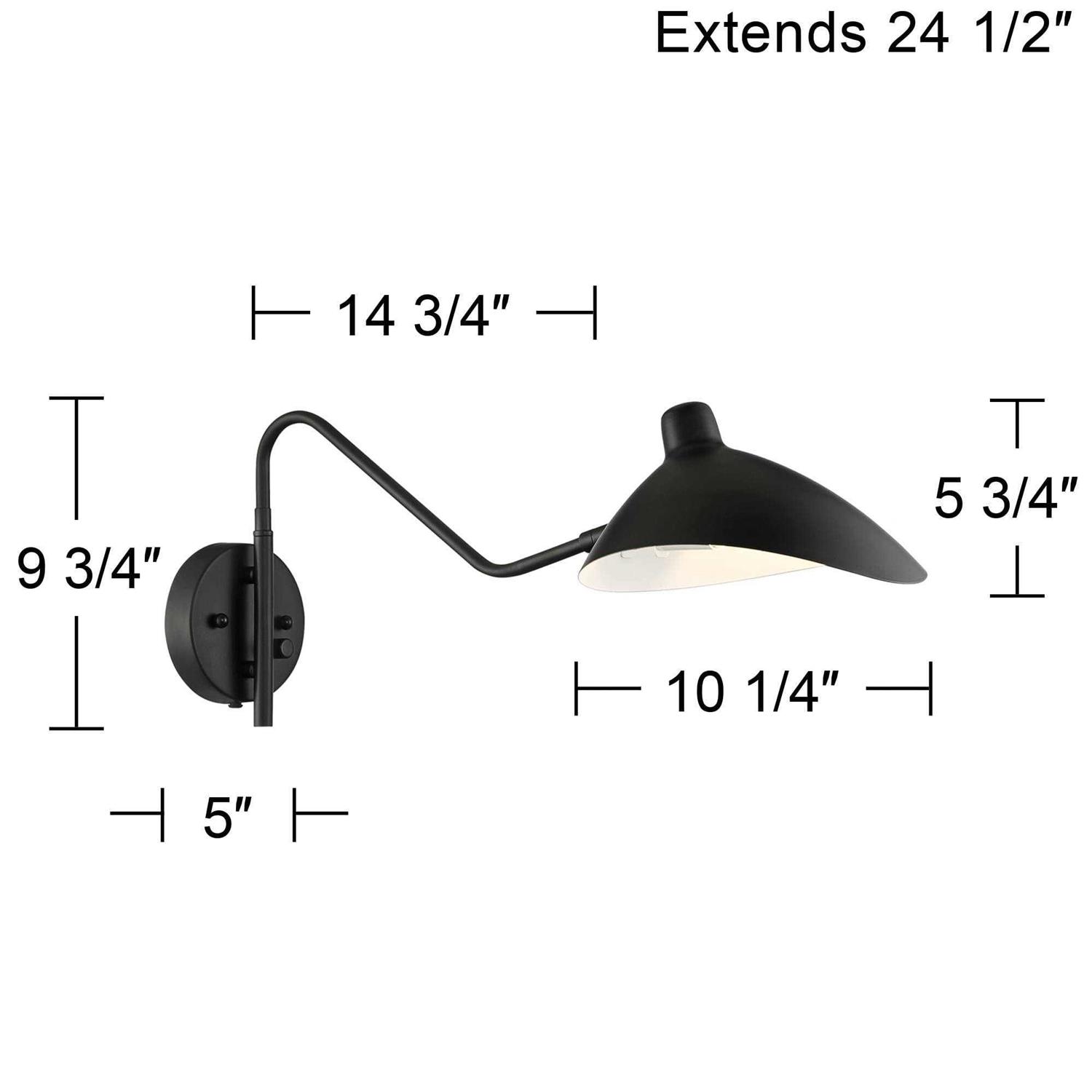 360 Lighting Modern Swing Arm Wall Lamp Plug-in Light Fixture Bedroom Bedside Living Room Reading