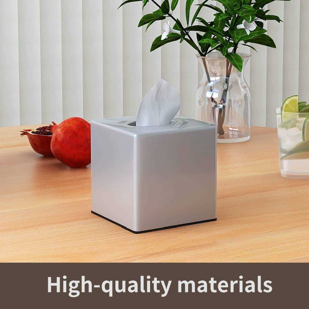 Y-in Hand Tissue Box Cover, Square Facial Tissue Holder Storage for Bathroom Vanity, Countertops, Dressers, Night Stand, Parlors and Offices