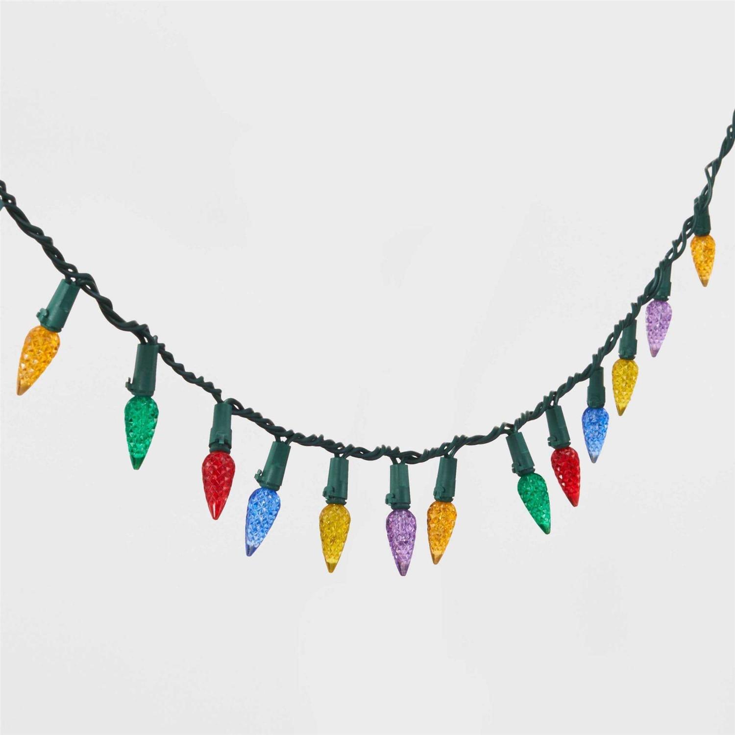 Wondershop LED C6 Faceted Christmas String Lights Green Wire