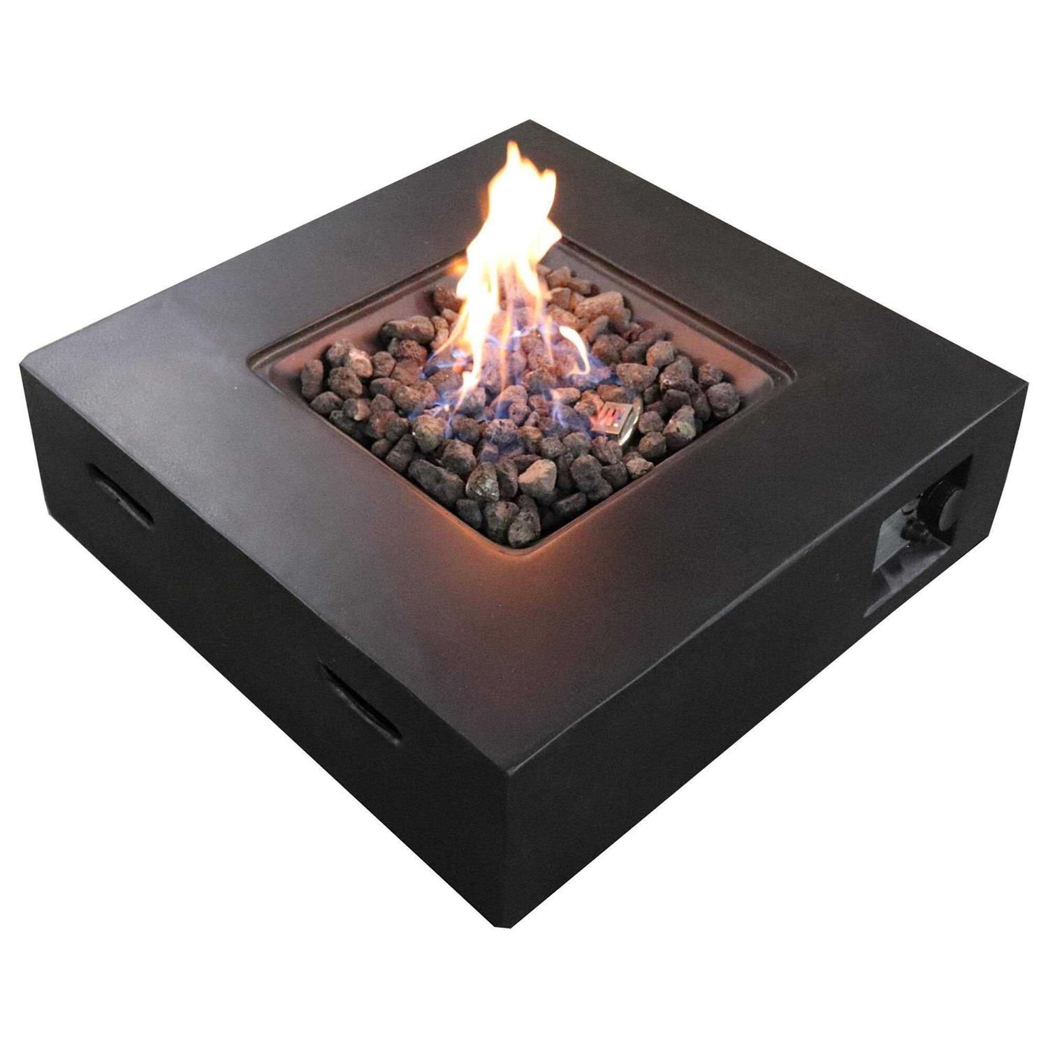 Living Source International Santiago 30 Square Fire Pit with Protective Lid