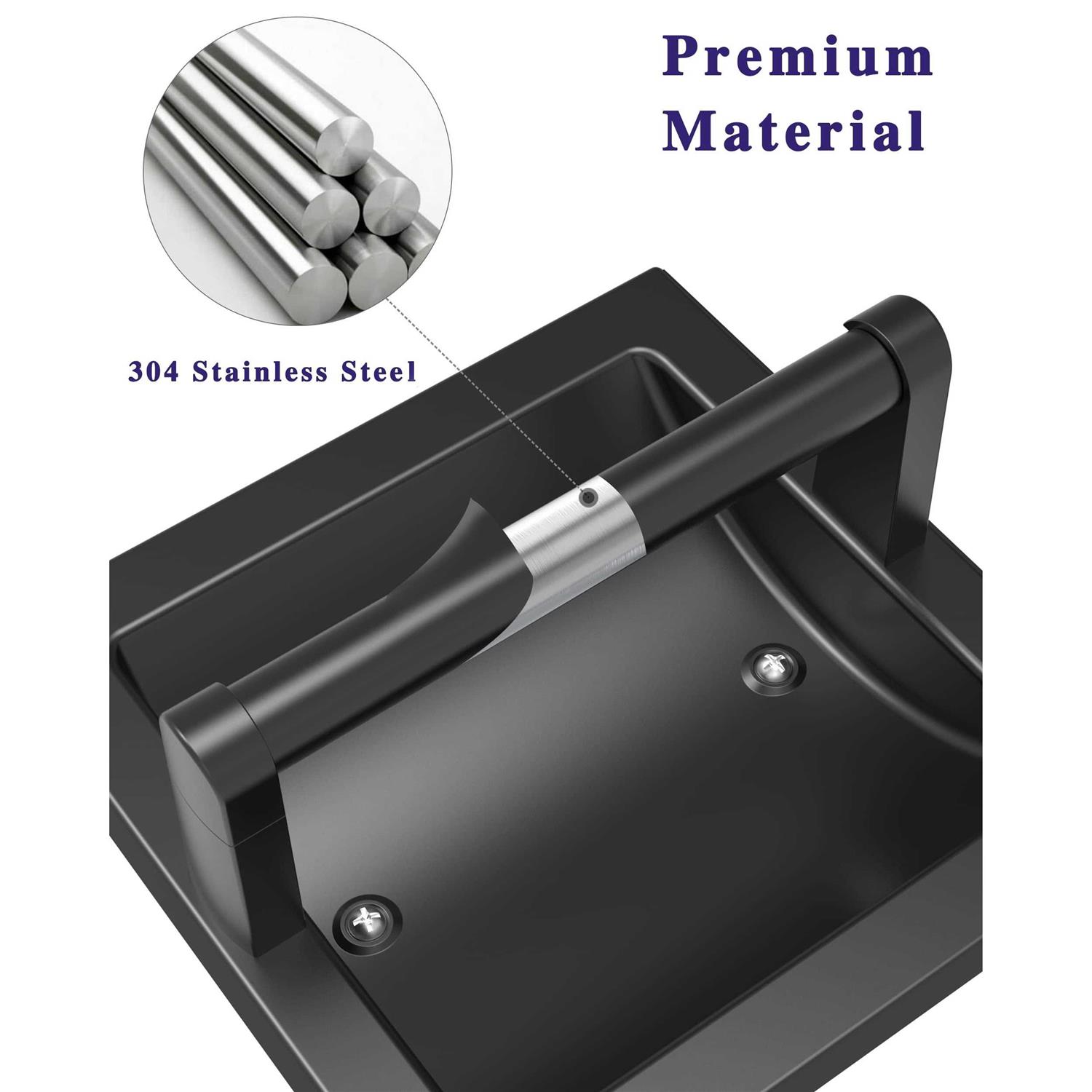 WZKALY Matte Black Recessed Toilet Paper Holder for Regular Rolls Black Pivoting Toilet Paper Holder Wall Mount Stainless Steel