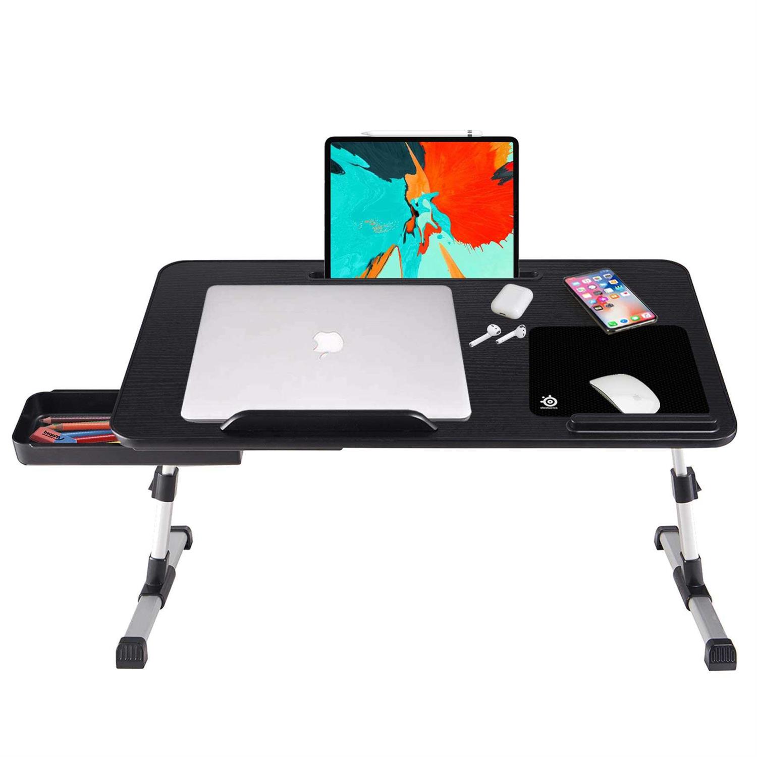 Laptop Stand for Desk BUILDEC Laptop Table for Sofa with Storage Drawer,Foldable Legs Standing Lap Desk for Reading