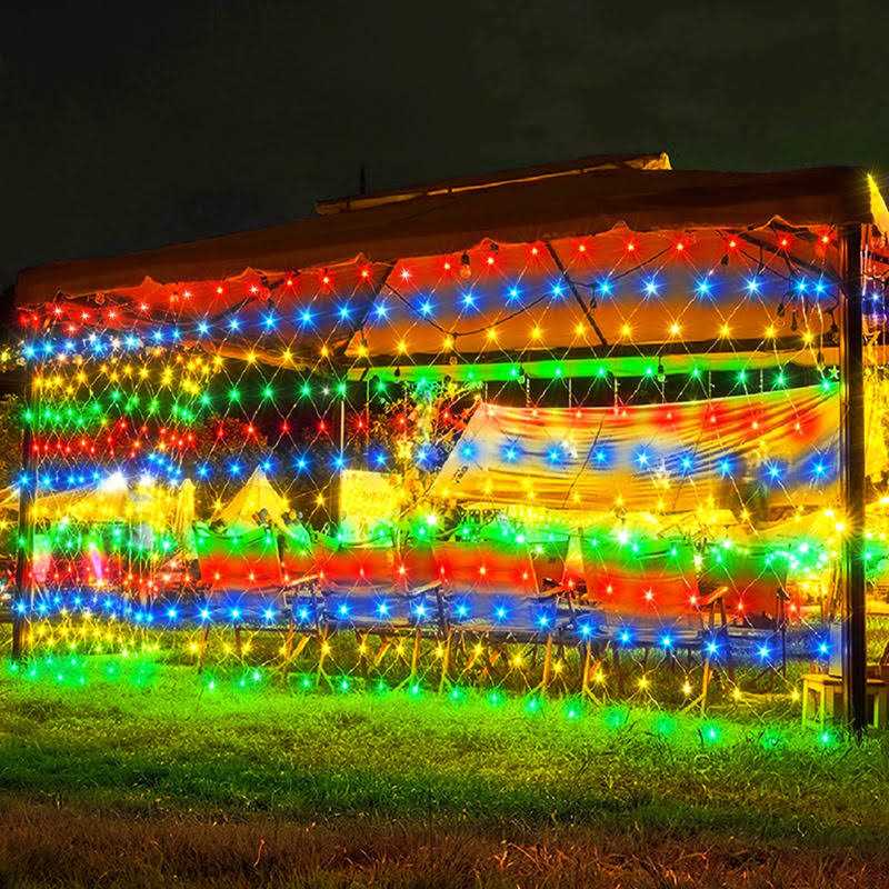 weillsnow 198 Led 9.8ft x 6.6ft 198 Led Net Lights Connectable 8 Lighting Twinkle Modes Mesh Lights for Christmas Outdoor Patio Garden Bush Fence