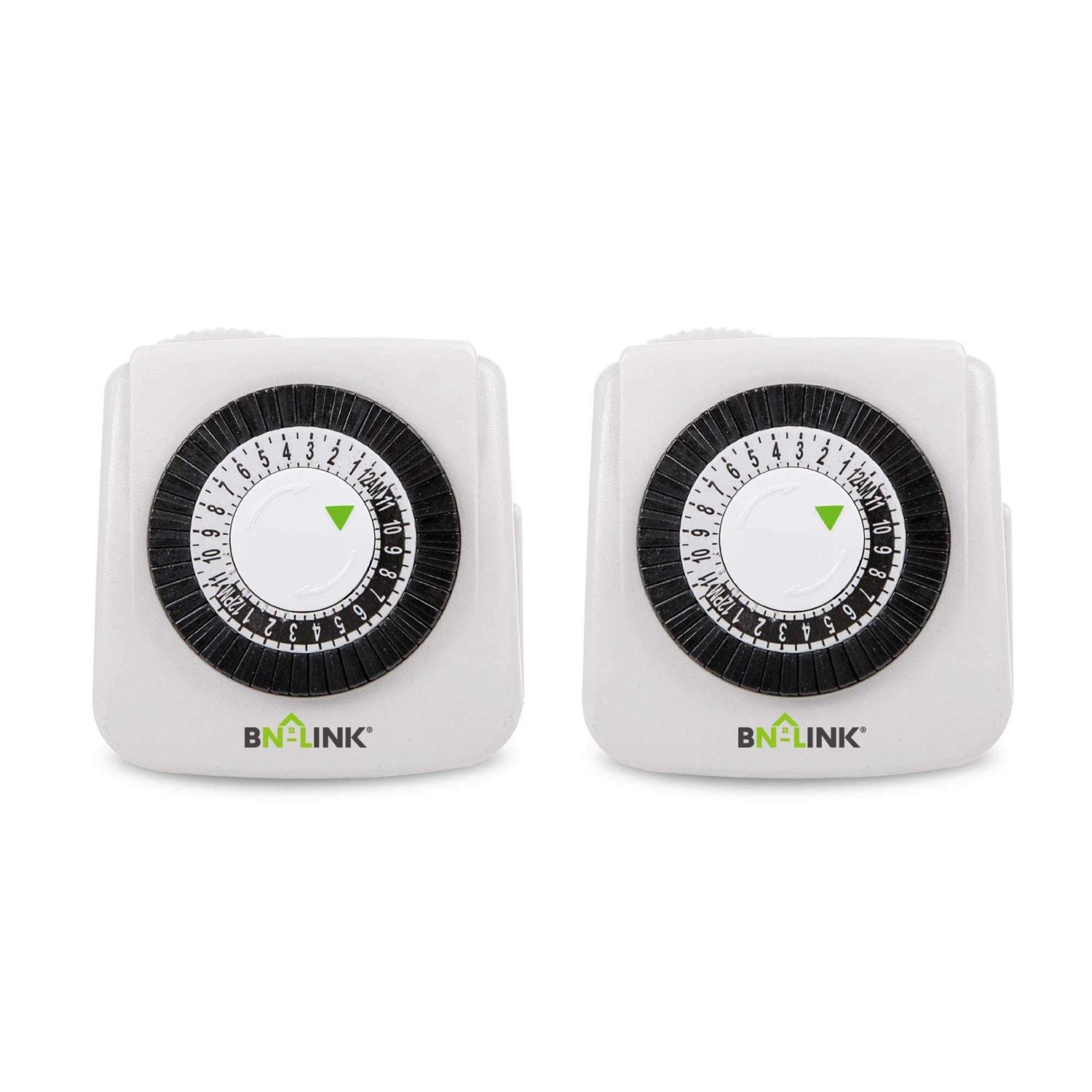 BN-LINK Mini Indoor 24-Hour Mechanical Outlet Timer 2 Prong 2-Pack
