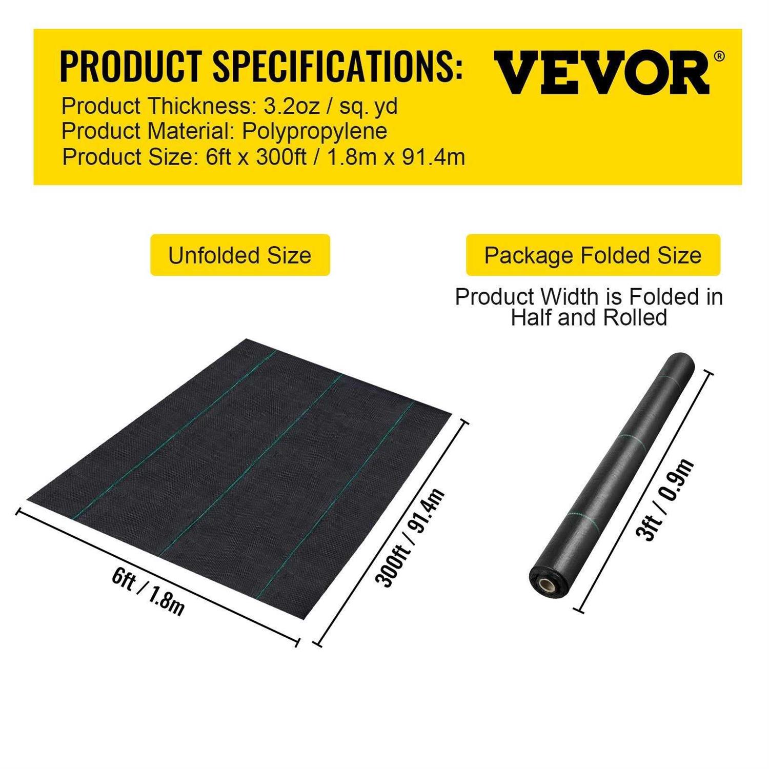 VEVOR Barrier Landscape Fabric Woven Cover Heavy Duty