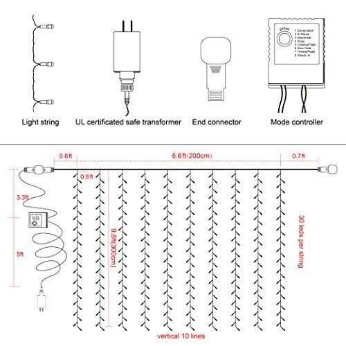 Twinkle Star 300 LED Window Curtain String Light for Christmas Wedding Party Home Garden Bedroom Outdoor Indoor Wall