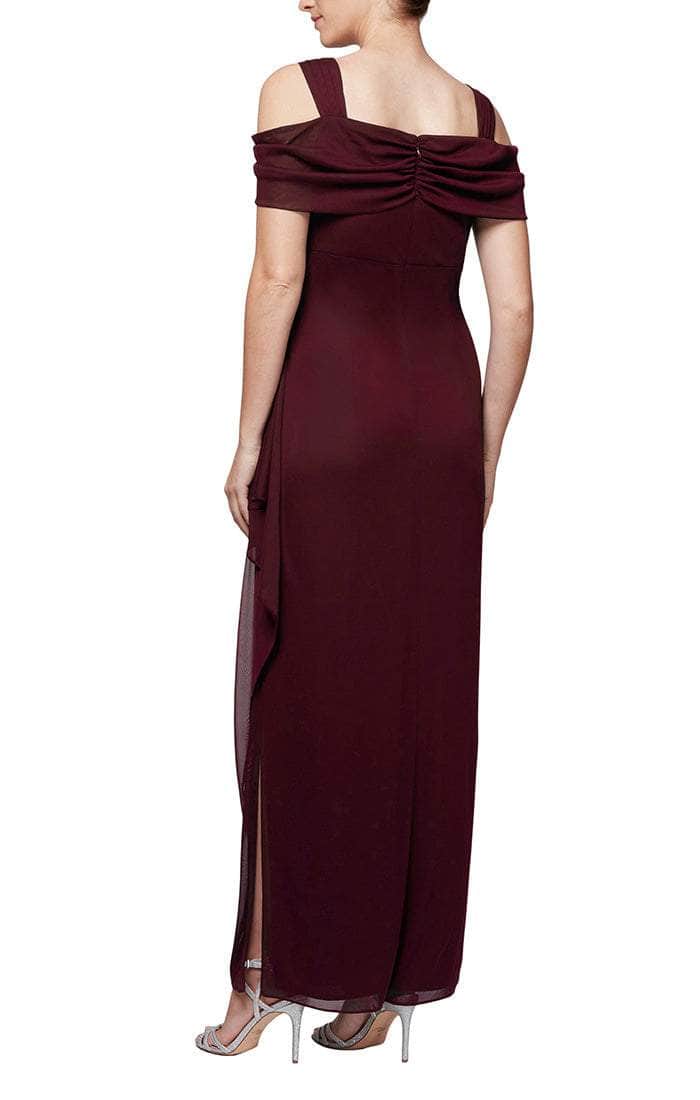 232902 Cold Shoulder Long Gown With Slit
