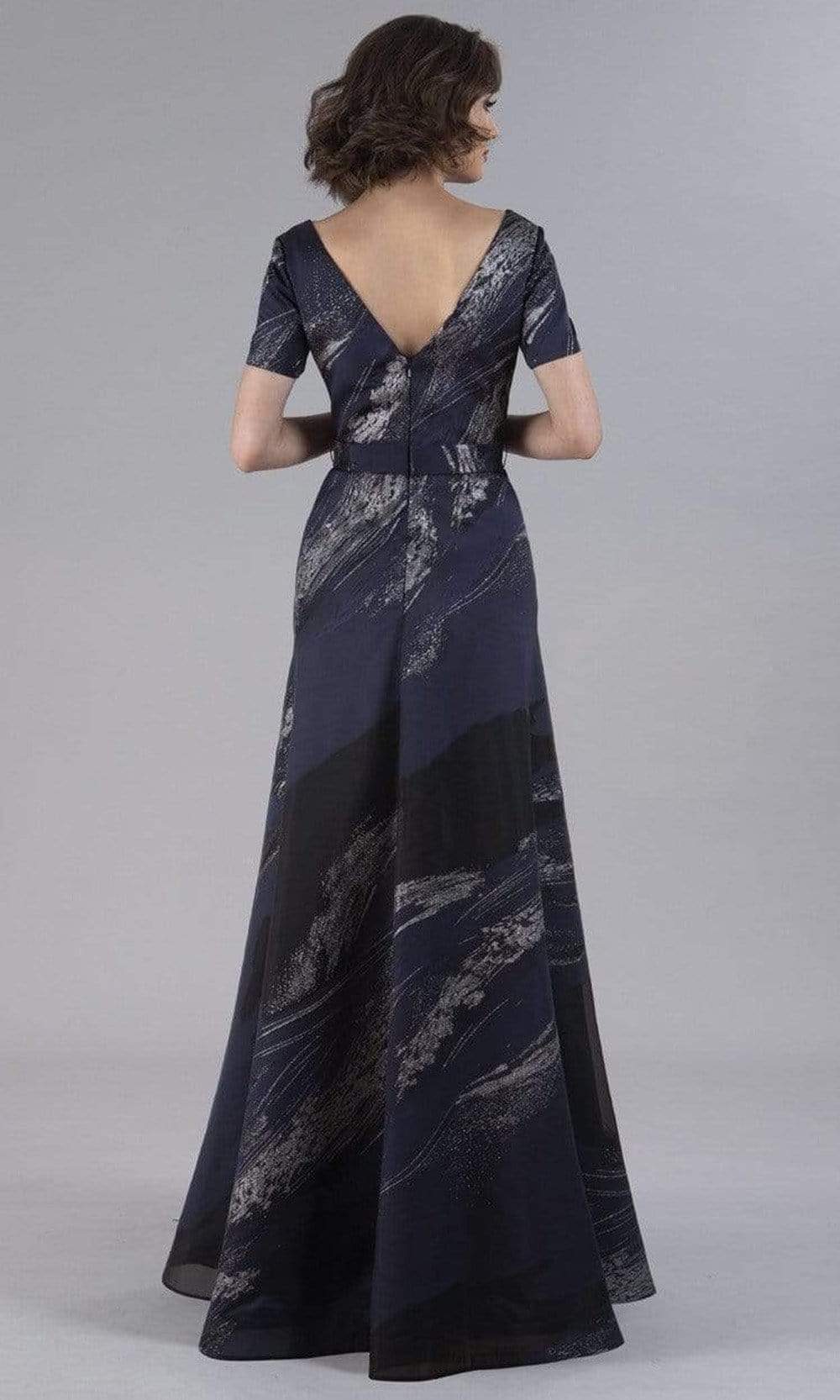 12050 Short Sleeve Printed A-line Dress