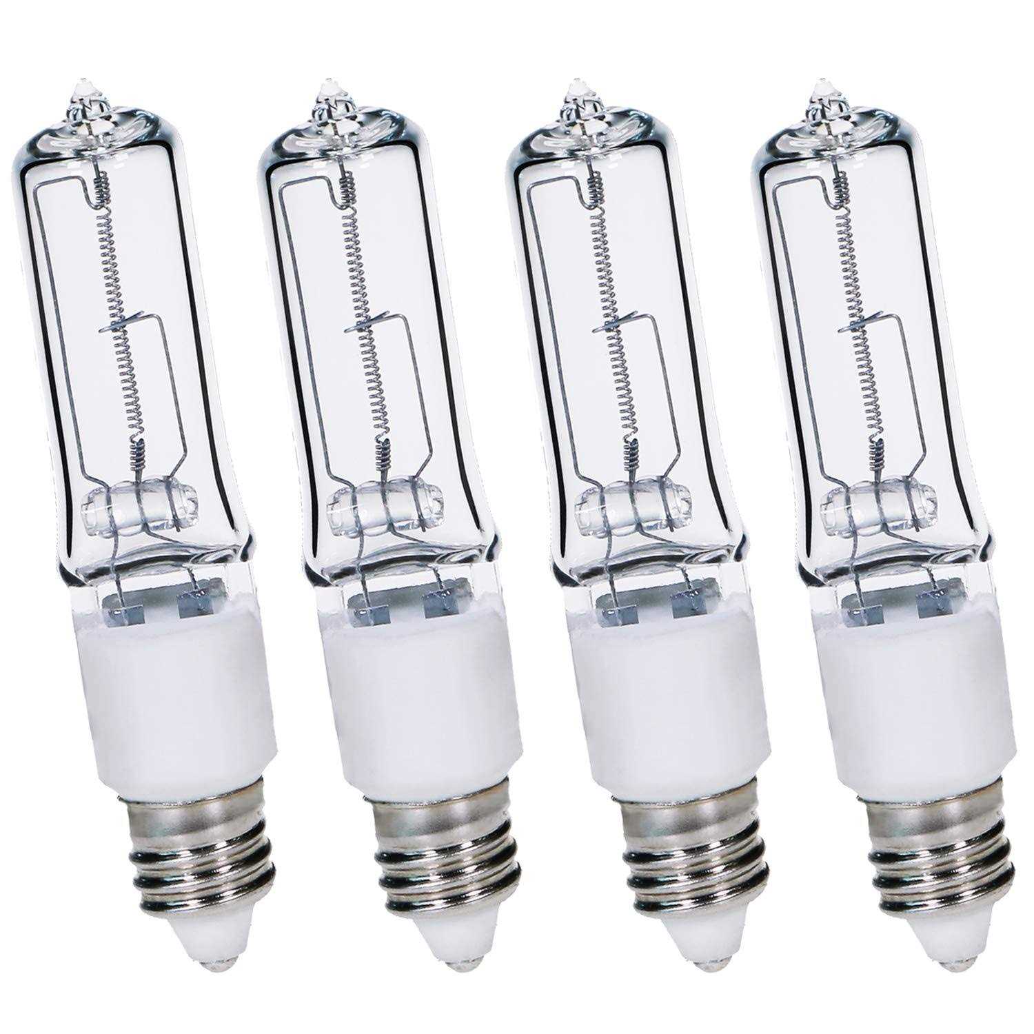 4-pack Jde11 120v 100w Dimmable Halogen Bulb T4 Mini Candelabra Base Warm