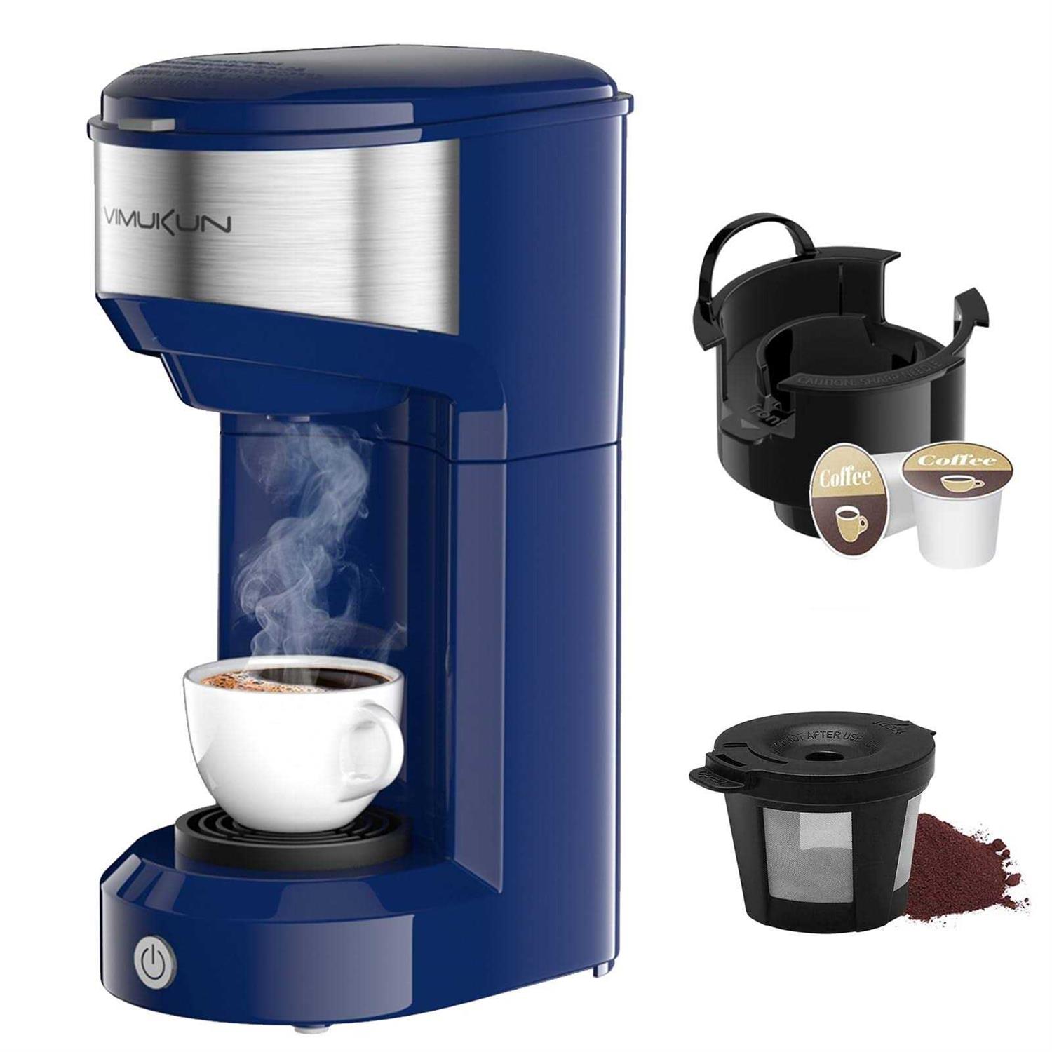 Vimukun Single Serve Coffee Maker, Coffee Brewer for K-Cup Single Cup Capsule and Ground Coffee