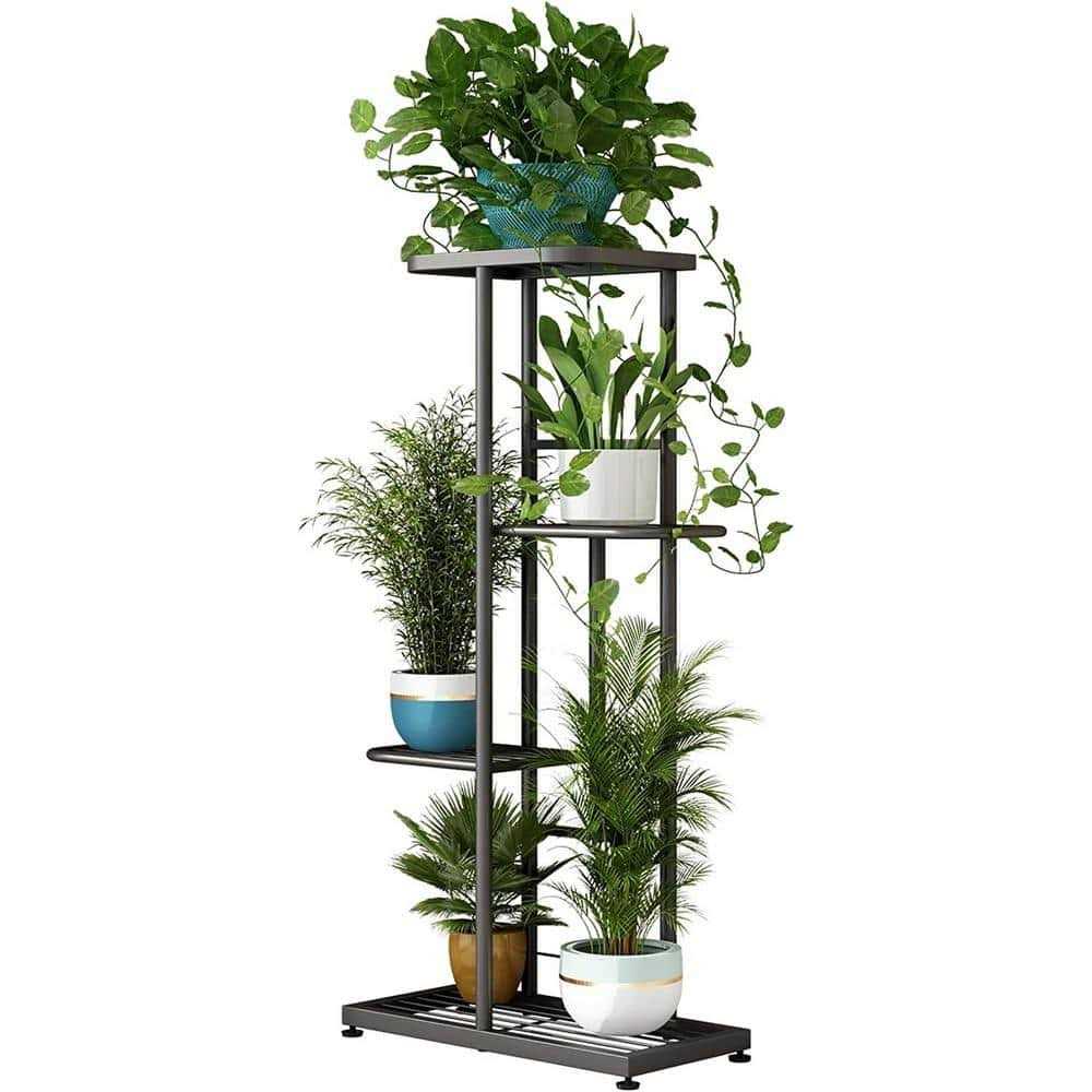 4-Tiers Metal Flower Stand for Living Room Balcony and Garden