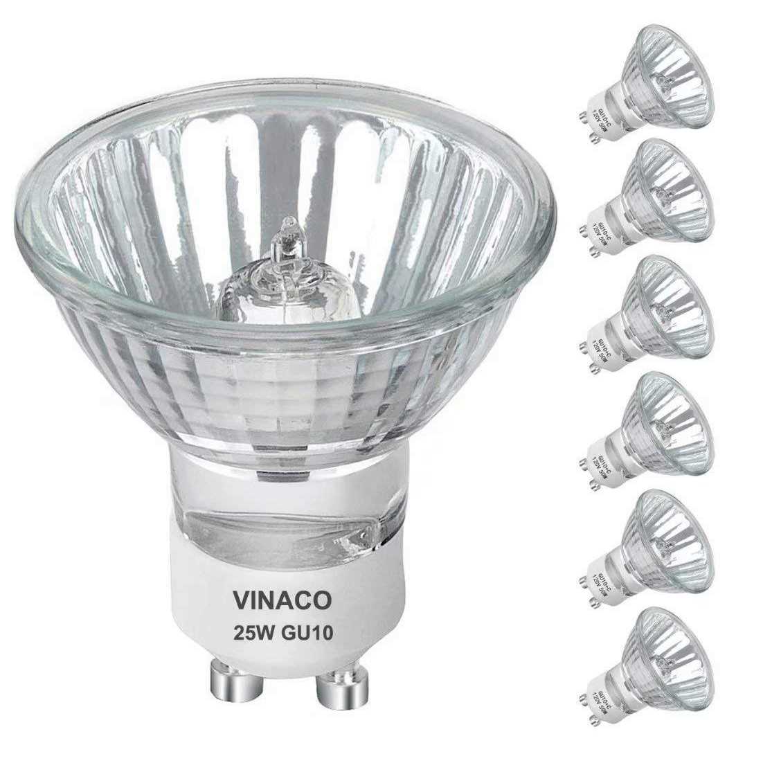 Vinaco GU10 Bulb 25w 120v 6 Pack Long Lifespan MR16 GU10 Halogen Bulb