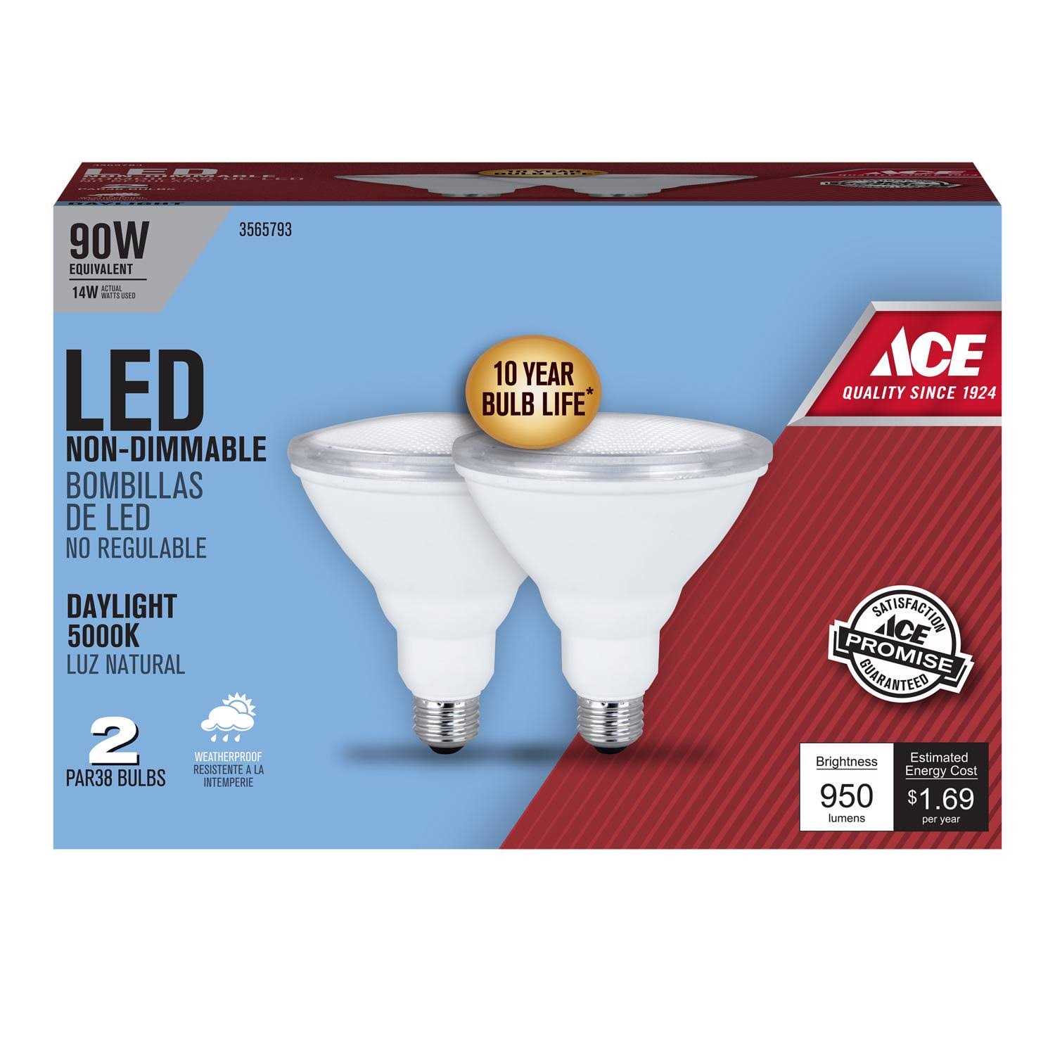 Ace PAR38 E26 LED Bulb Equivalence 2 Pk