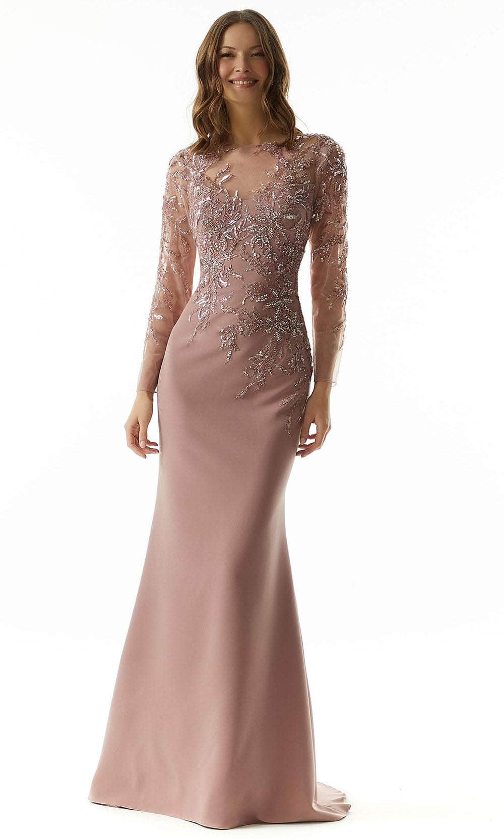 Beaded Metallic Evening Dress