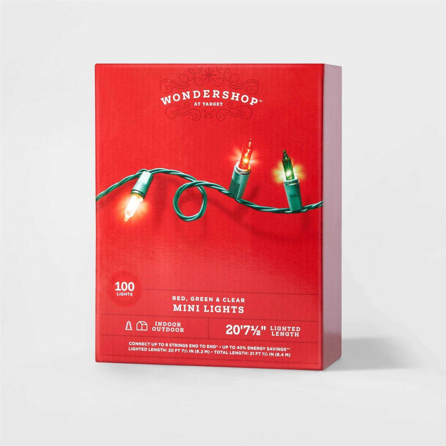 Wondershop 100ct Incandescent Smooth Mini Christmas String Lights Green Wire