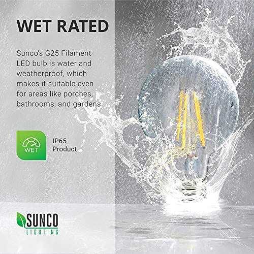 Sunco Lighting Sunco 10 Pack G25 Globe Light Bulbs LED Edison Vanity Light Bulbs for Bathroom