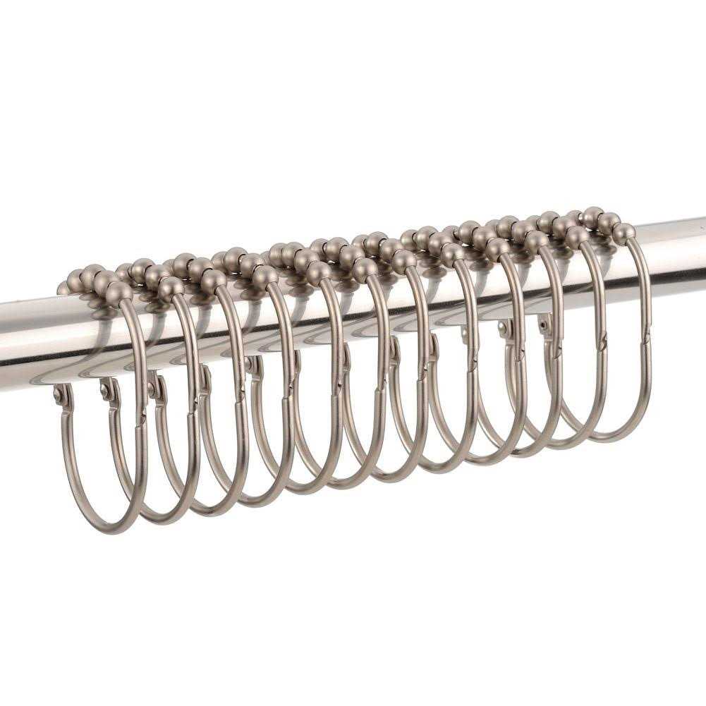 Amazer Shower Curtain Hooks Rings Metal Wide Shower Curtain Rings Hooks for Bathroom Shower Rod Curtains