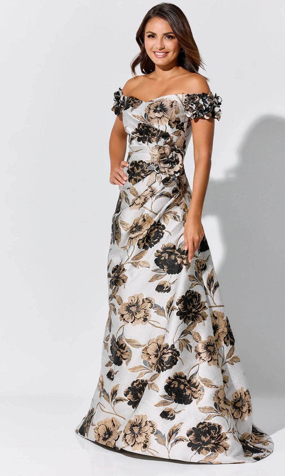 Floral Brocade Evening Dress