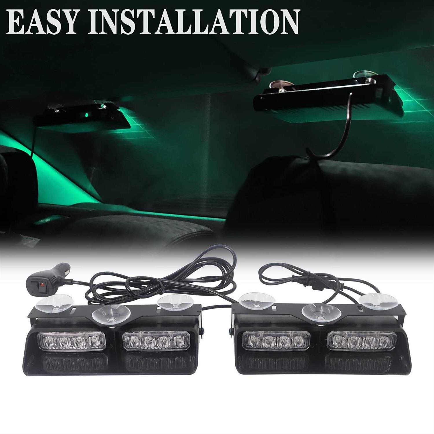 XRIDONSEN 2 in 1 Emergency Dash Strobe Lights Warning Safety Flashing Interior Windshield Lights w/Suction Cups Volunteer