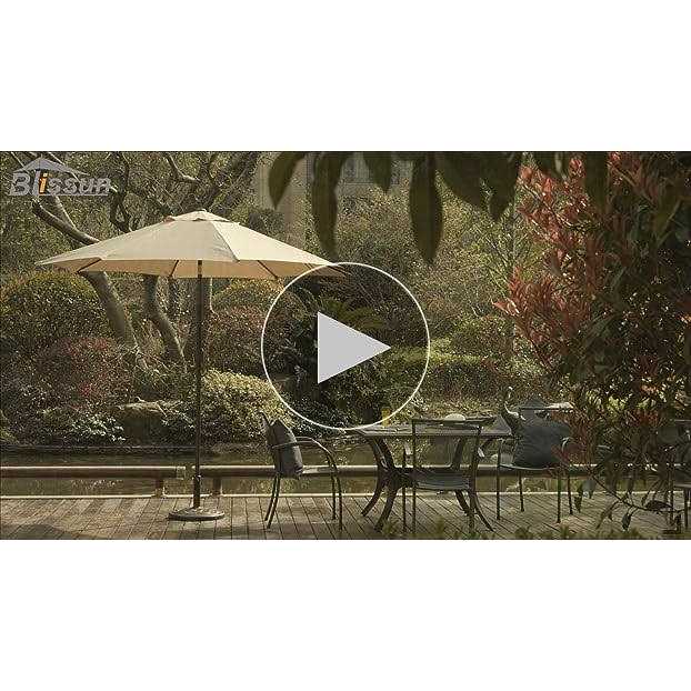 Blissun 9′ Outdoor Market Patio Umbrella with Push Button Tilt and Crank