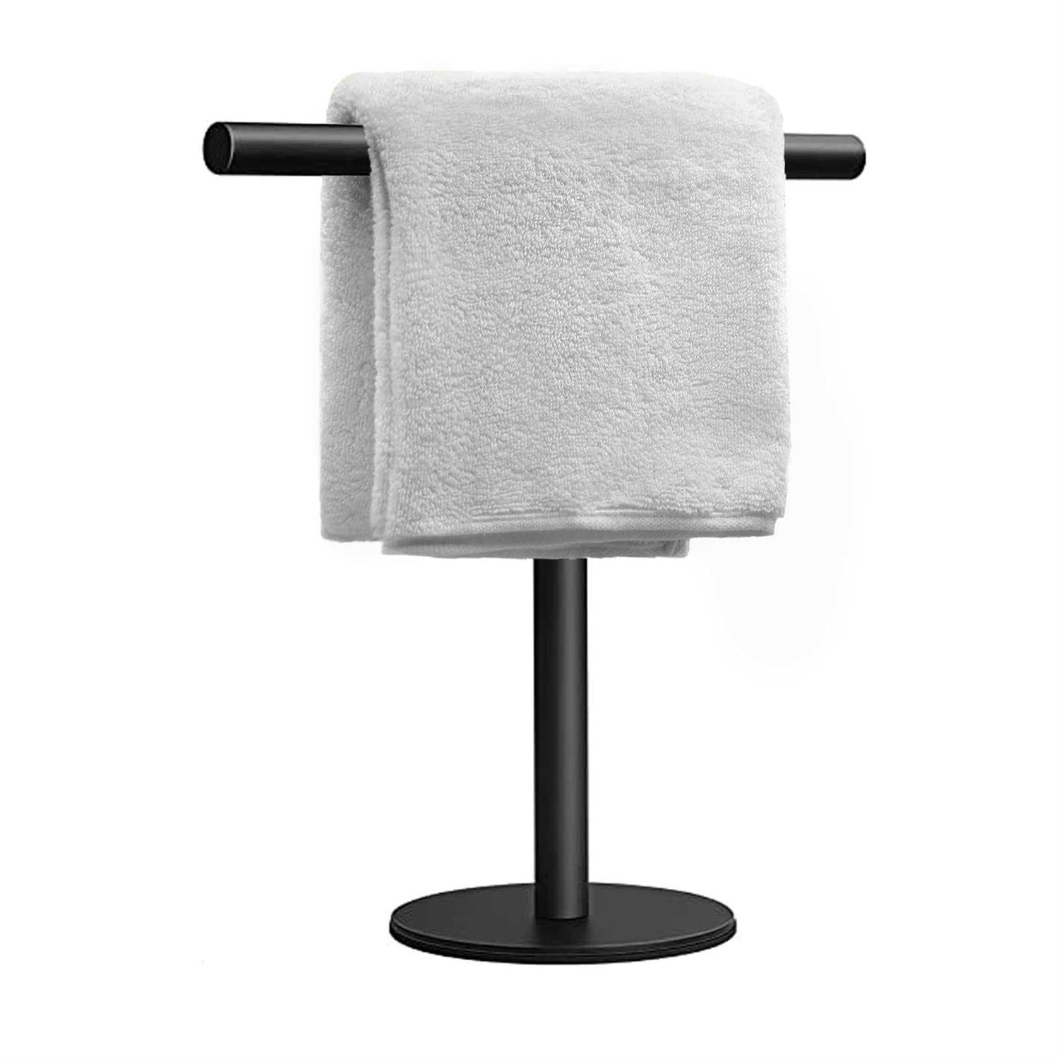 zgelin hand towel holder stand for bathroom vanity countertop matte black t-shape towel bar rack stand towel bar for bathroom Kitchen