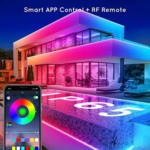 aulimhti 100ft outdoor led strip lights waterproof,music sync rgb ip65 outside led light strips waterproof with app and remot
