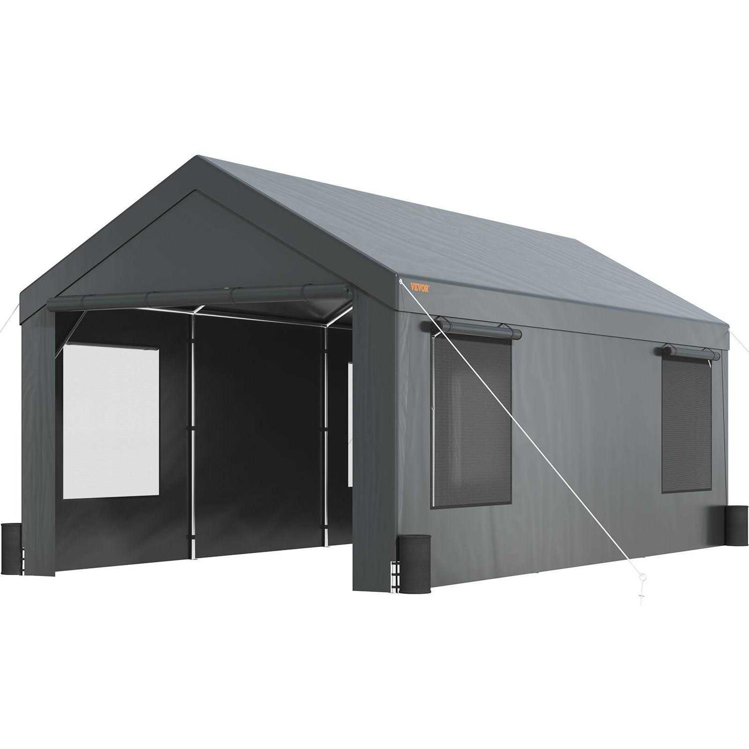 VEVOR Carport Heavy Duty Car Canopy Portable Garage with Roll-up Ventilated Windows