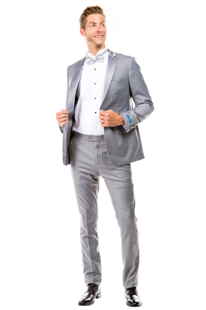 Men’s Two Button Slim Fit Wedding & Prom Tuxedo in Light Grey