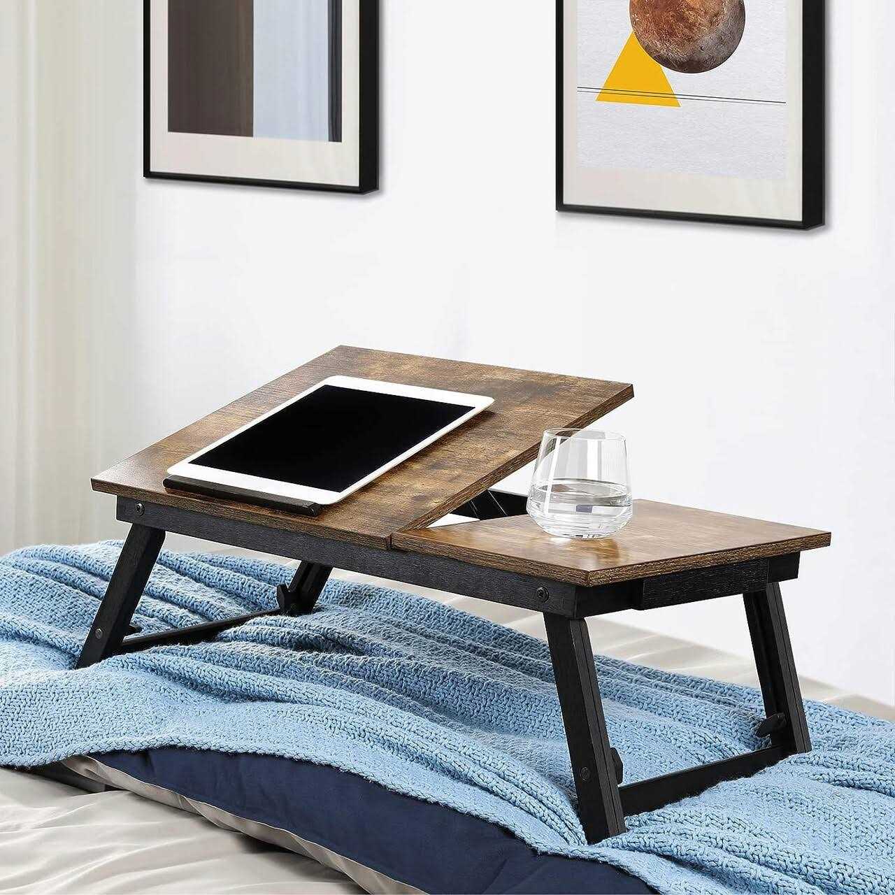 SONGMICS Laptop Desk for Bed with Adjustable Tilting Top
