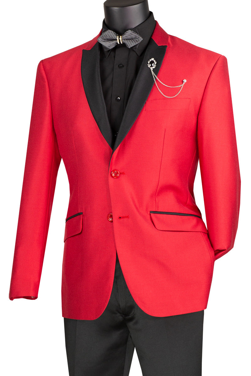 Men’s 2 Button Slim Fit Peak Shawl Tuxedo in Red