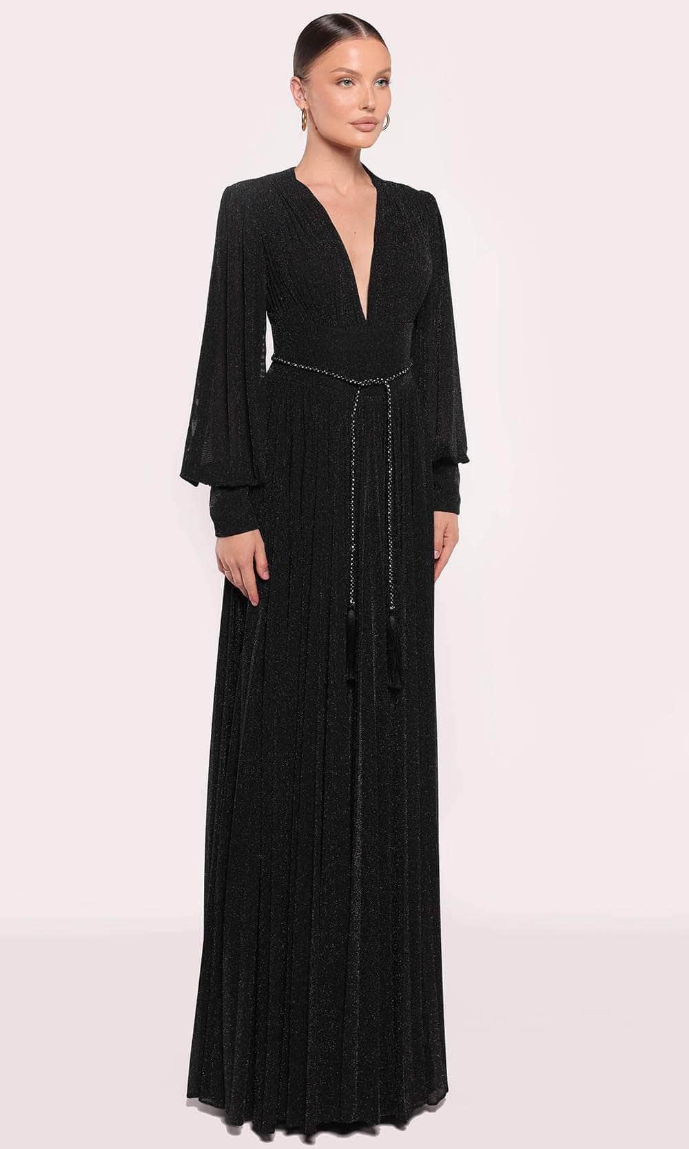 Bell Sleeve Glitter Evening Gown