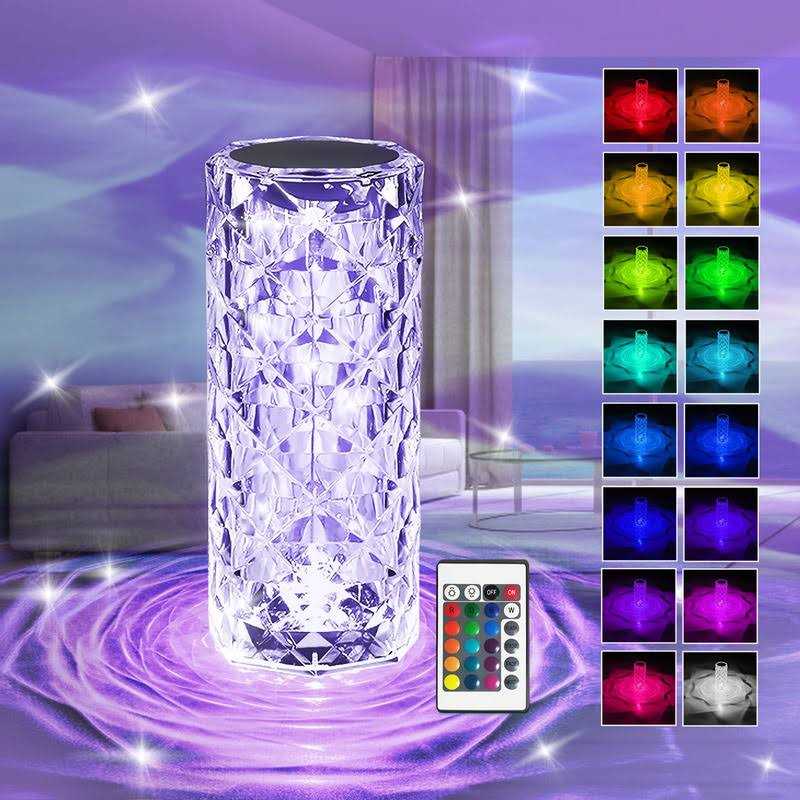 Xubialo Crystal Light Lamp Color Changing Lamps Table Lamp with Touch & Remote Control