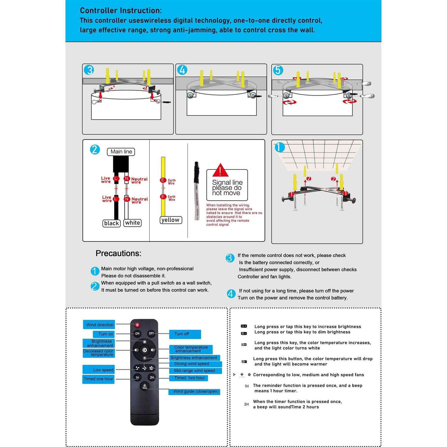 22 7-Blade Low Profile Enclosed Caged LED Ceiling Fan with Remote