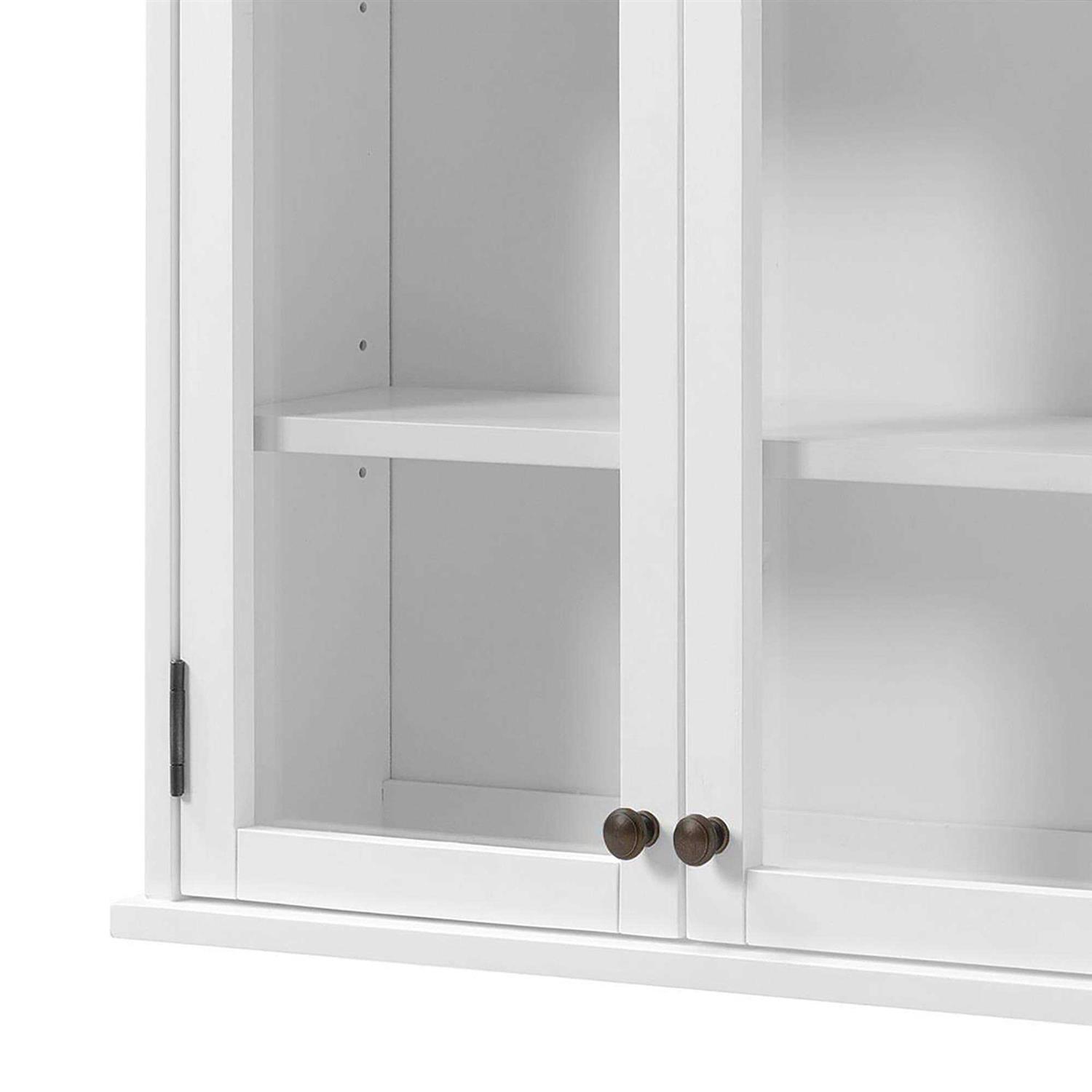 Alaterre Furniture Derby 27W x 29H Wall Mounted Bath Storage Cabinet with Glass Cabinet Doors ANDE76WH