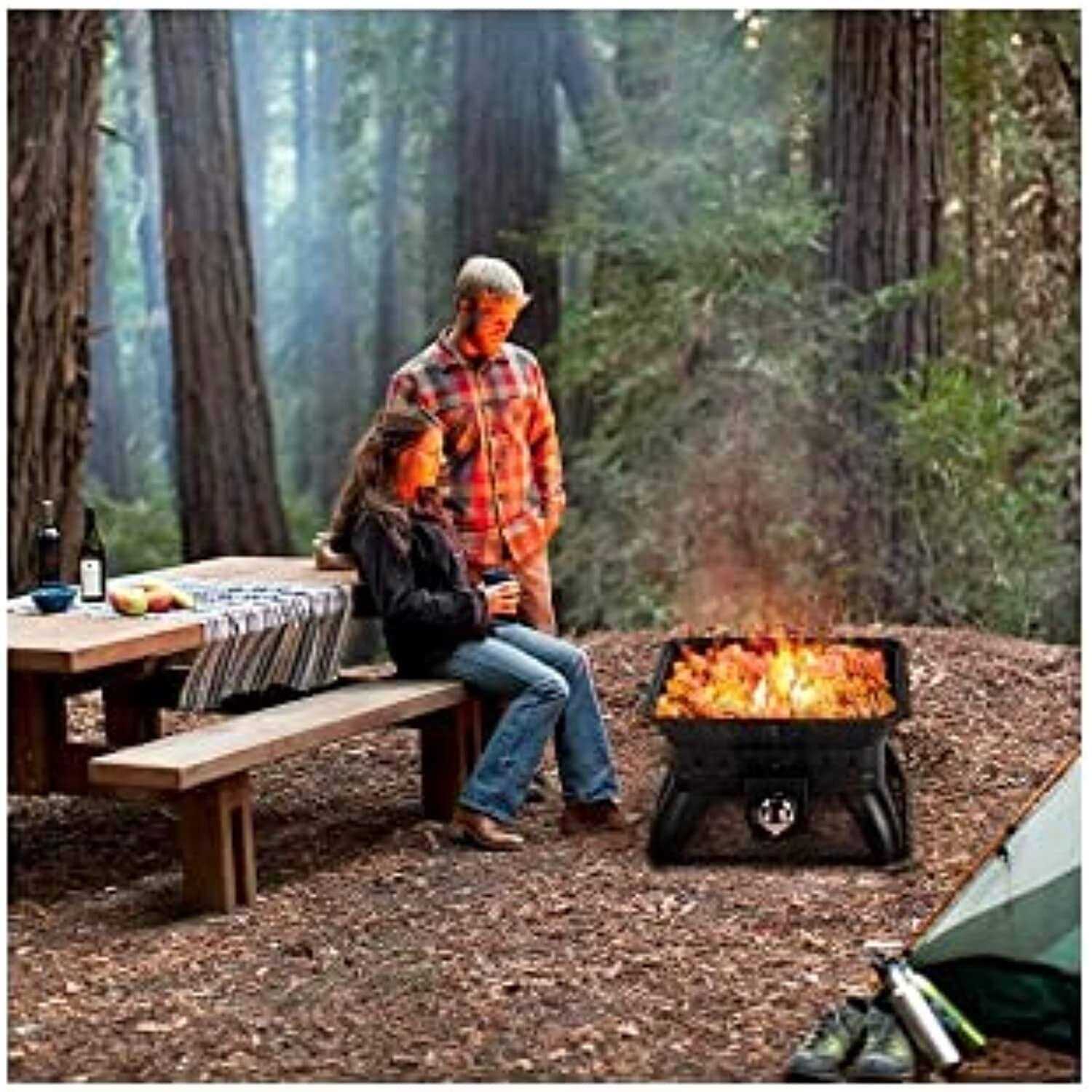 Living Accents Fire Pit Porcelain/Steel Portable Square Propane SRGF11613