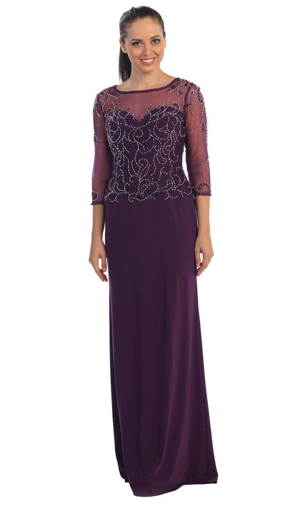 Quarter Sleeve Sheath Long Gown