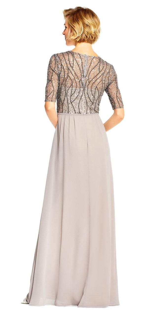 AP1E202210 Elbow Sleeves Beaded Chiffon Gown
