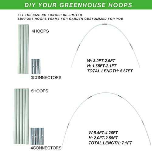 CASUSEN Greenhouse Hoops for Grow Tunnel 0.275in Diameter 5Sets of 7FT Long Garden Hoops