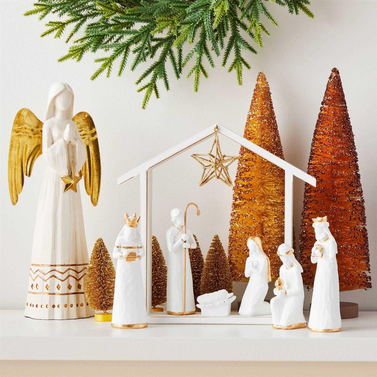Wondershop 7pc Decorative Christmas Nativity Set White