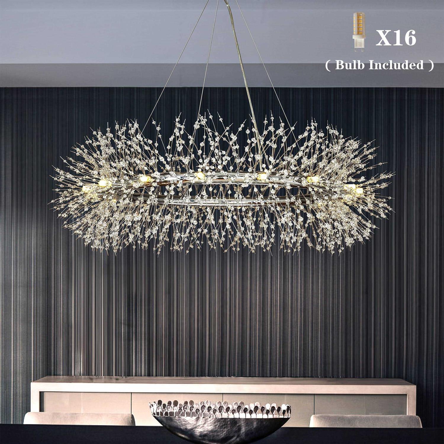 Aloadecor Modern Firework Crystal Chandelier for Dining Room and Living Room Bulb Included 12